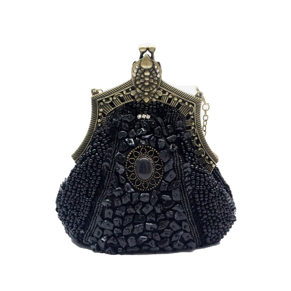 Vintage 1920S Beaded Evening Bag Pearl Clutch Bag Sequin Rhinestone ;)